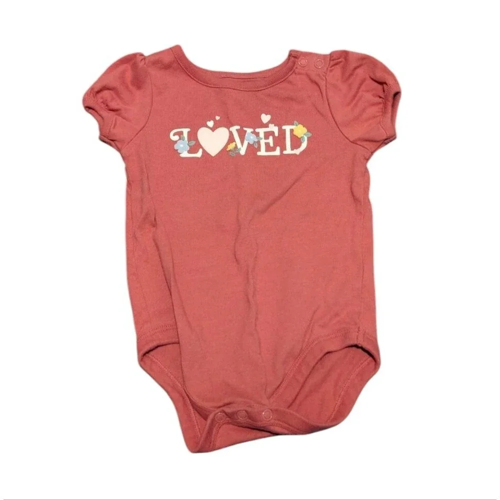 Garanimals Loved Coral Baby Onesie Size 12 Months